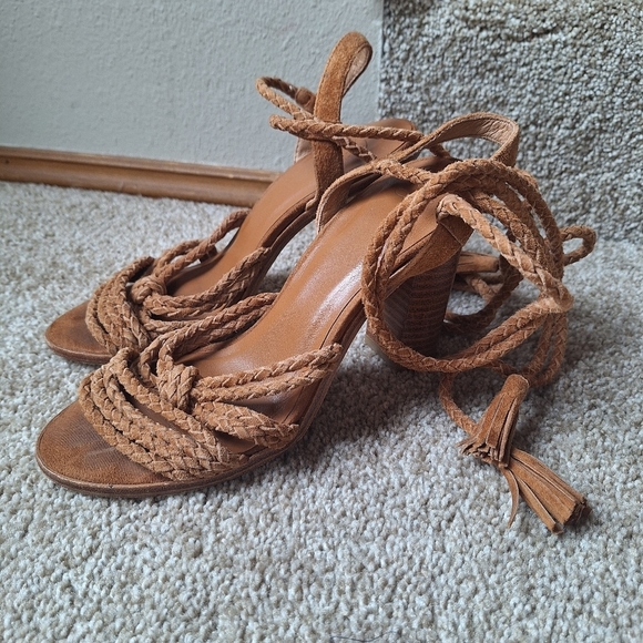 Joies Banji Braided Suede Leather Ankle Wrap Boho Sandals Womens Size 36 - Picture 2 of 12